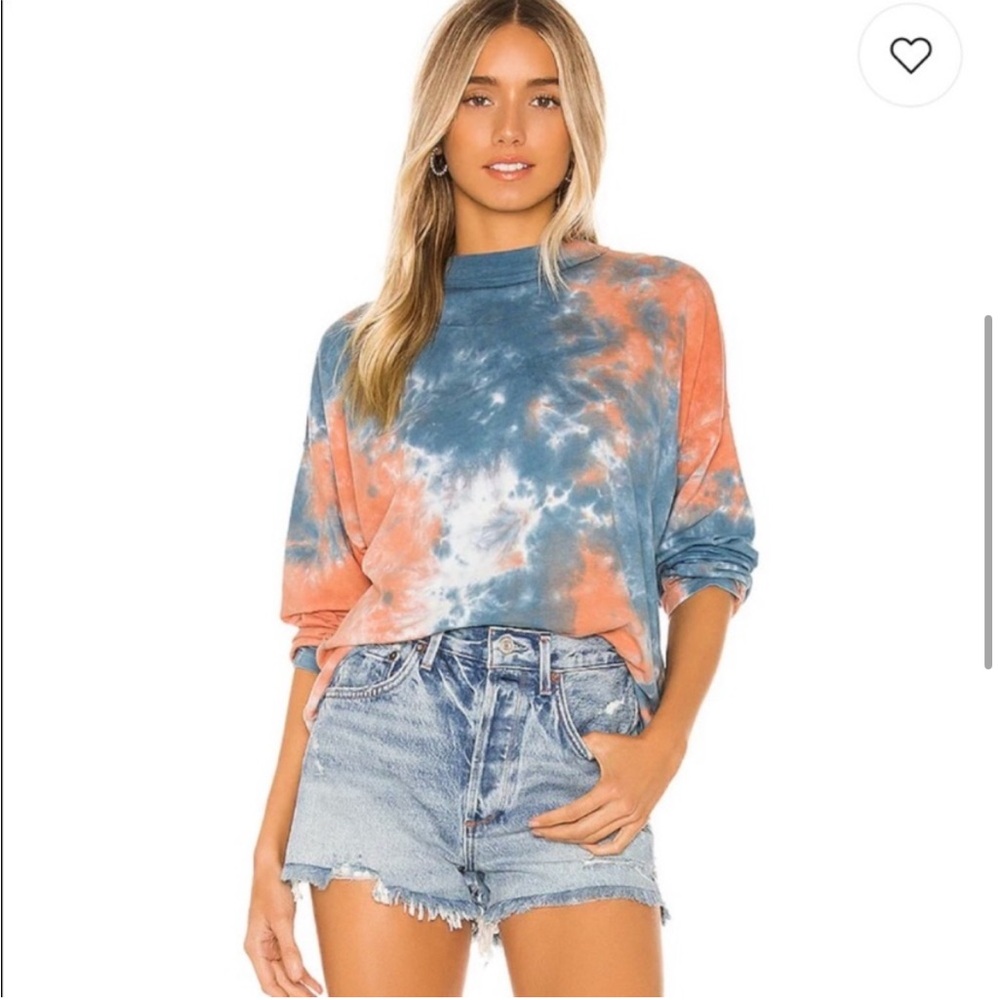 Free People We The Free Be Free Tie Dye Long Sleeve Oversized Tee Size M